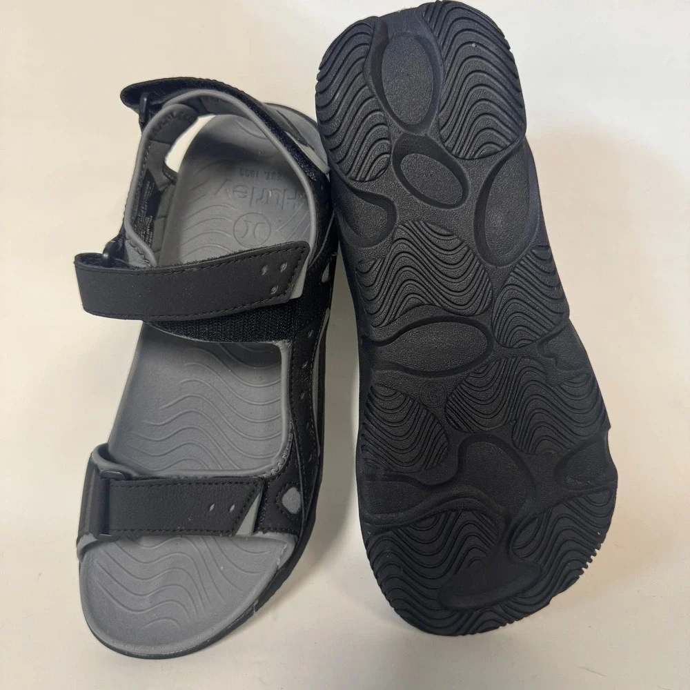 Hurley Odessa Mens Sport Sandals Black Grey Adjustable Straps 1777381 Size 9M
